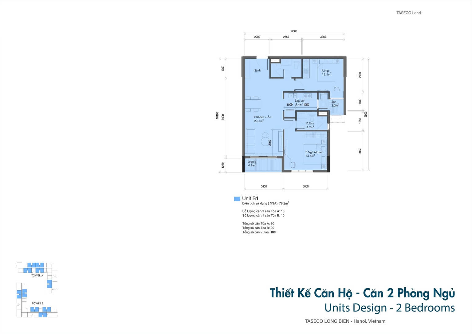 thiết kế căn hộ 2 phòng ngủ long biên central