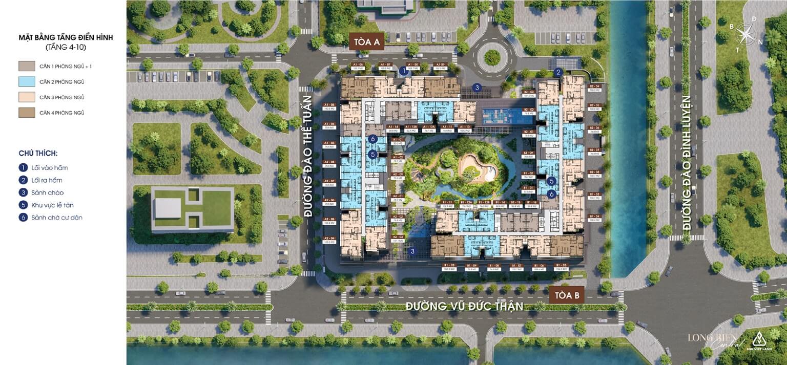 mặt bằng tổng thể dự án long biên central việt hưng