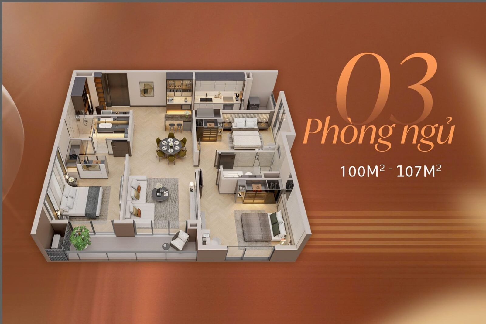 Thiết kế căn hộ 3 phòng ngủ Long Biên Central